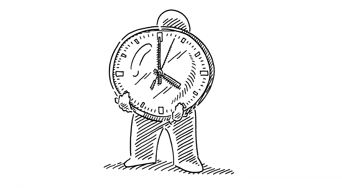 Illustration of person holding a clock
