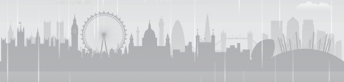 London skyline under rainfall