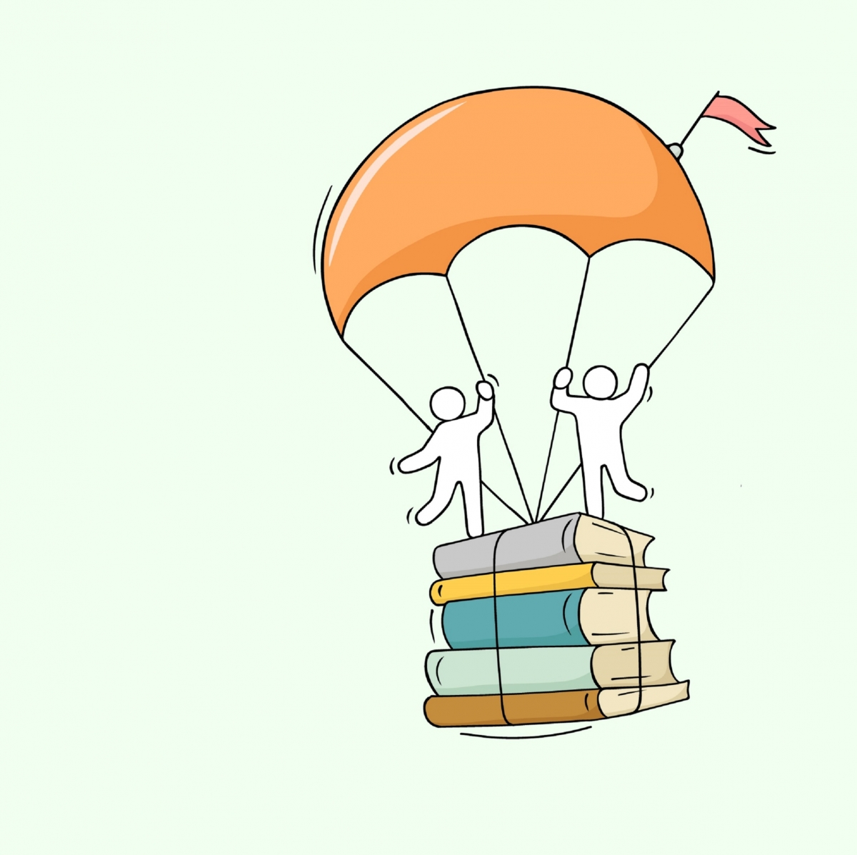Books parachuting down