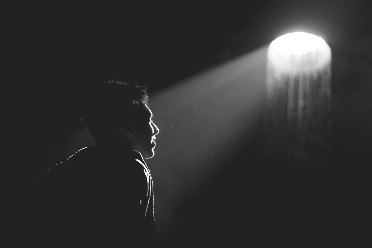Spotlight on a man