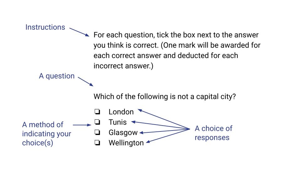 Example of a multiple choice question