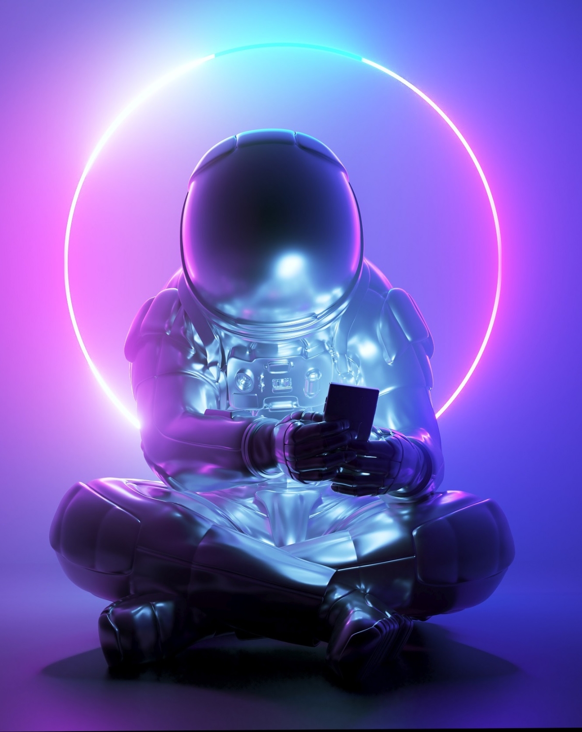 Astronaut using smartphone