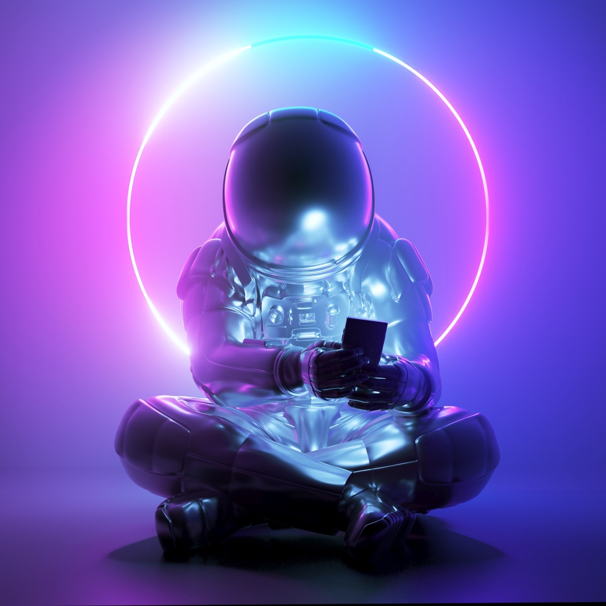 Astronaut using smartphone