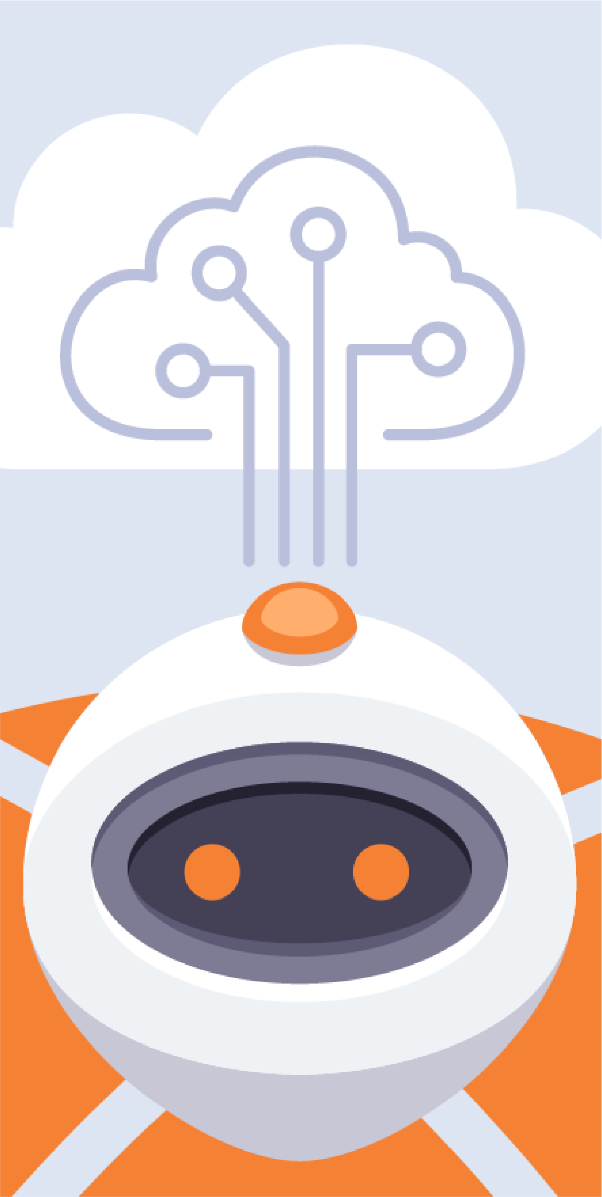Graphic of a robot with a cloud above the head.