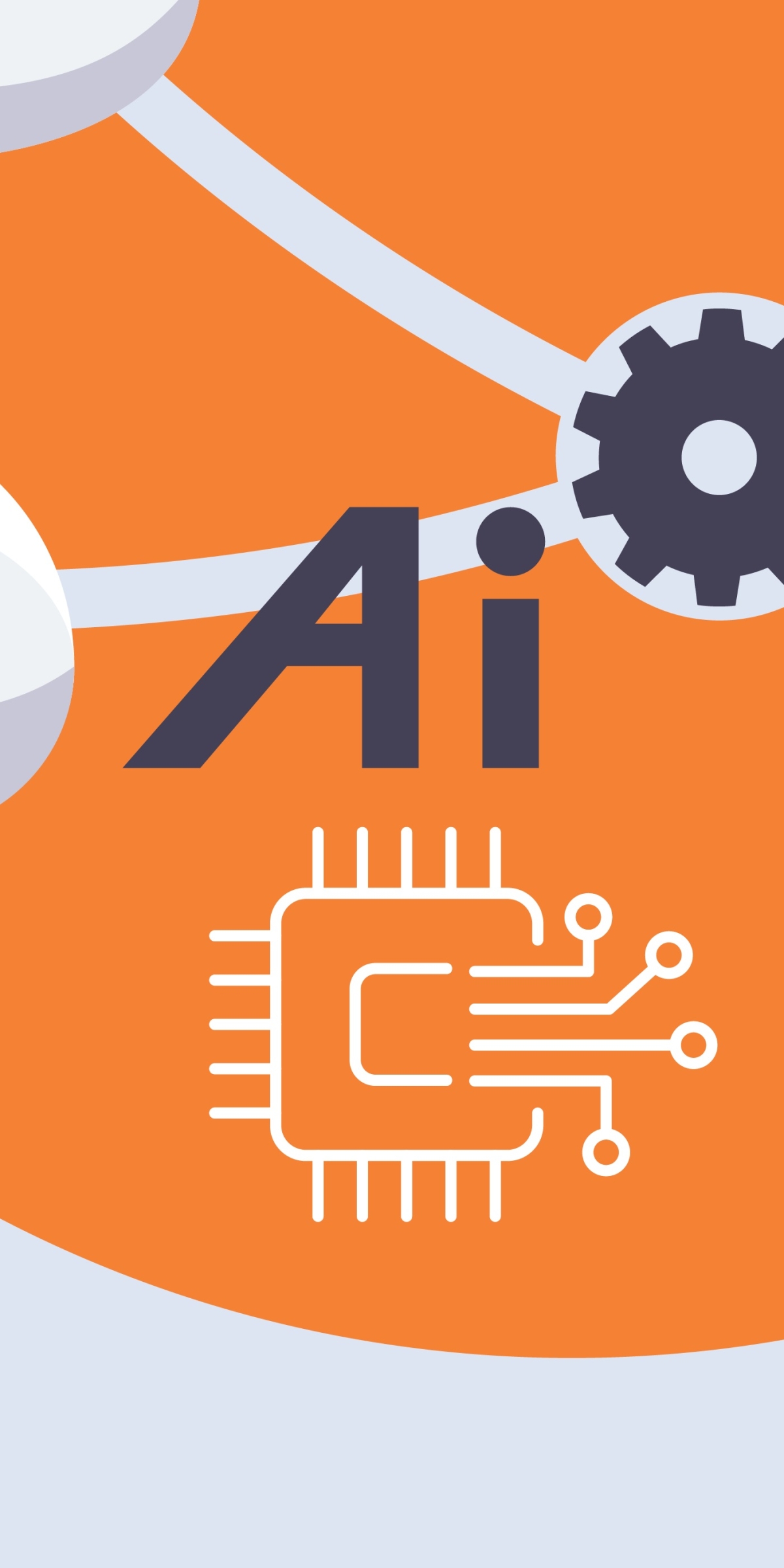 AI with circuit board and gear graphic