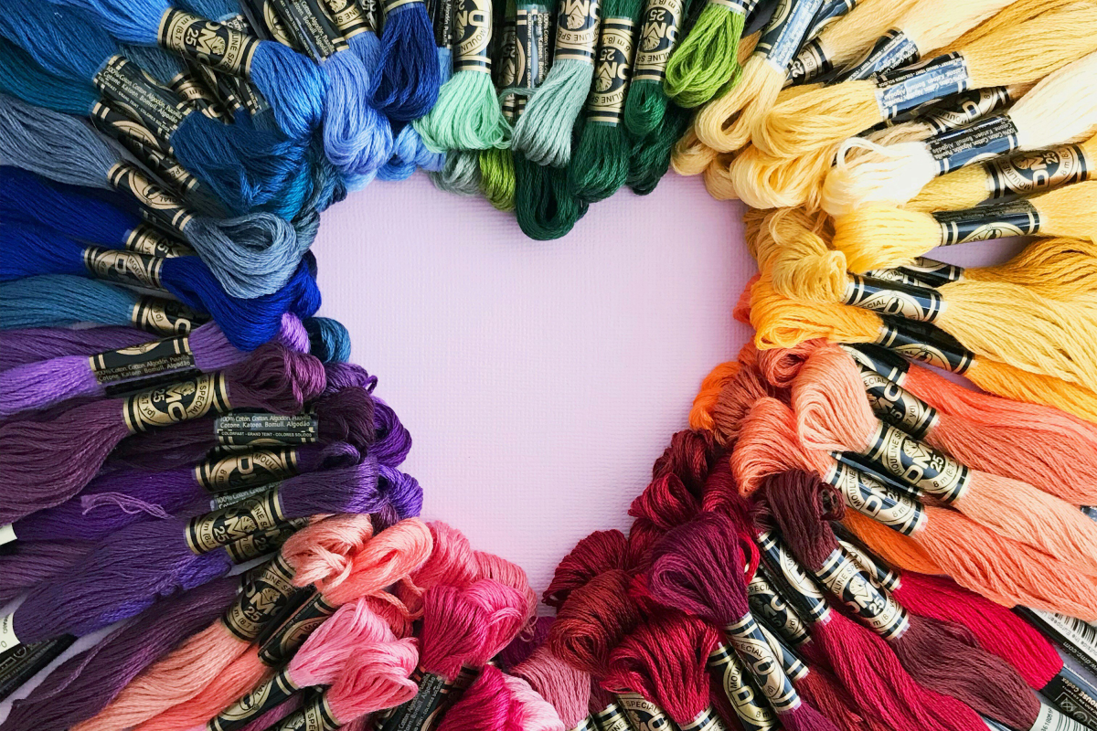 Thread shaped in a heart.