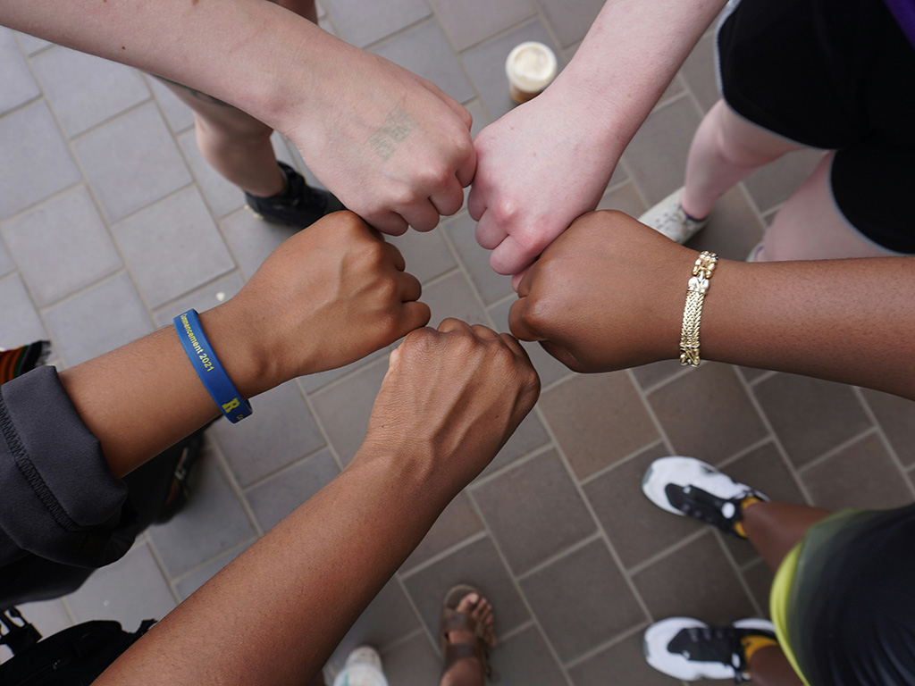 Group fist bumps
