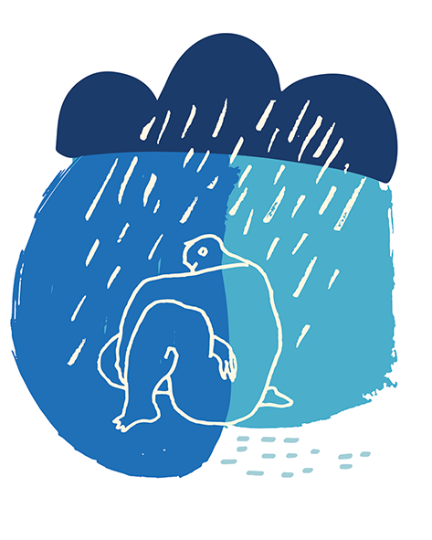 man under raincloud illustration