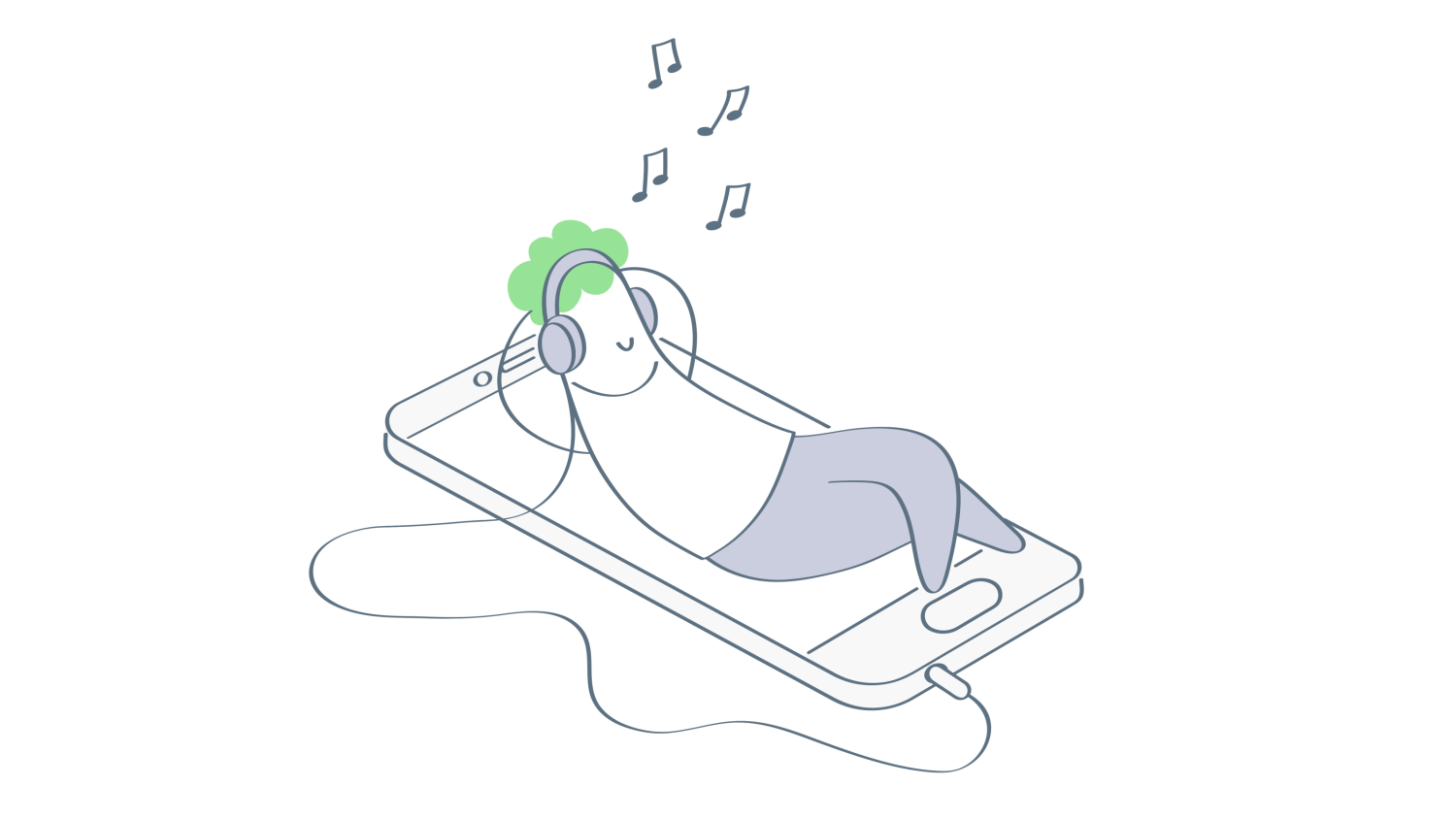 Illustration of person listening to music