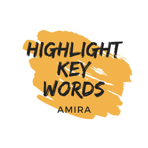 Paint stroke with text overlaid 'Highlight key words - Amira'