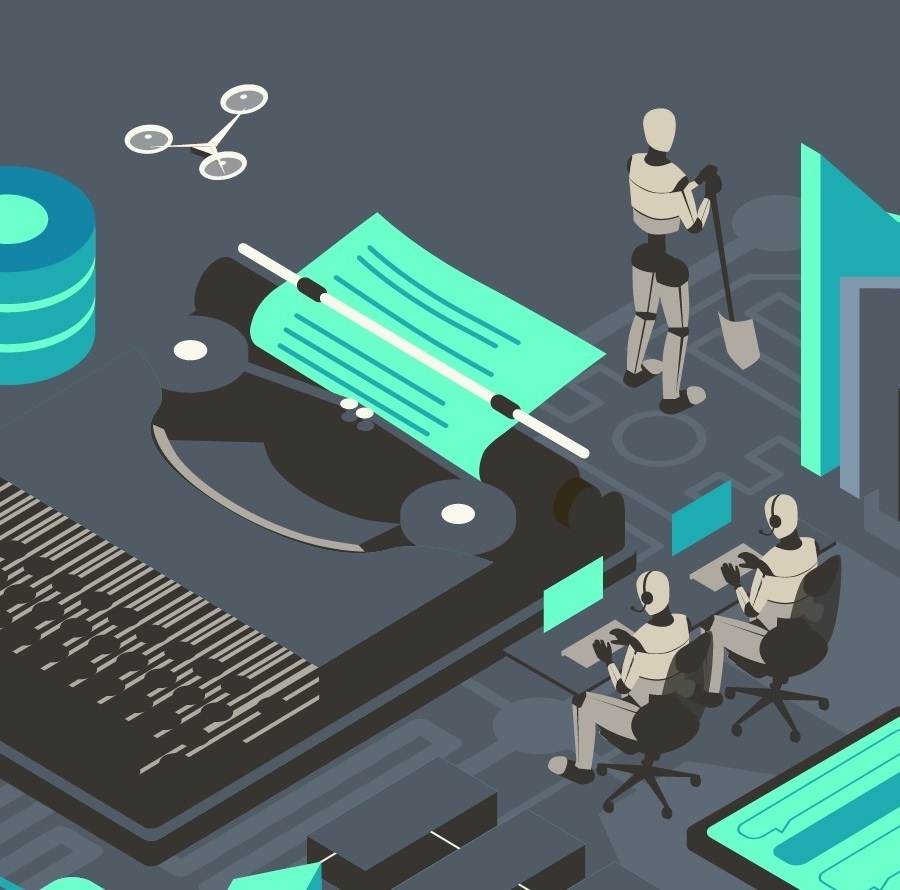 Miniature robots and a typewriter