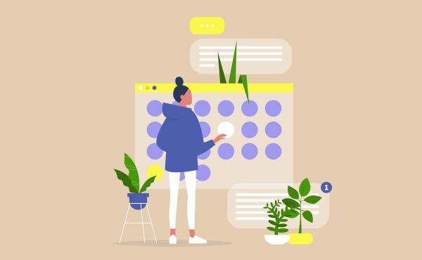 Person adding entries into their planner