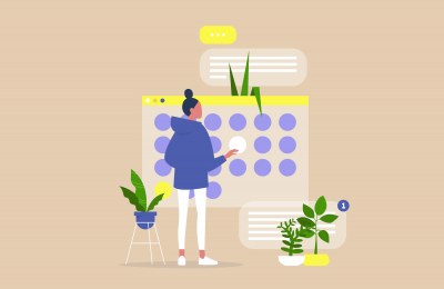 Person adding entries into their planner