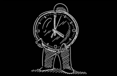 Sketch of person holding a clock