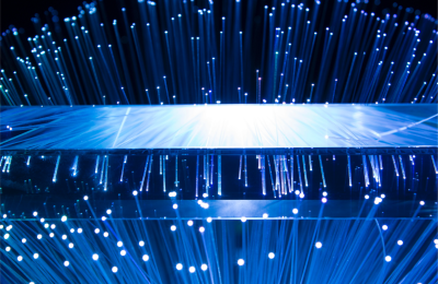 Blue lights, mirroring from a screen.