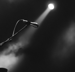 A mic under a spotlight